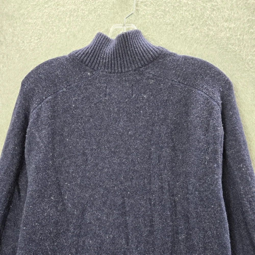 Royal Robbins Men Sweater Large Blue Striped Wool Blend 1/4 Zip‎ Mock Neck
